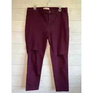 Gap 1969 Easy Leggings Size 16R Burgundy Red Distressed Skinny Pants
